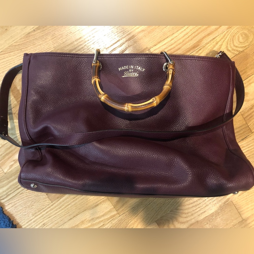 Gucci large bamboo shopping tote